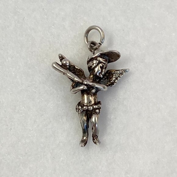 VTG Sterling Silver 925 PAX 3D Angel Boy Cherub Baseball Player Charm Pendant - Picture 1 of 16